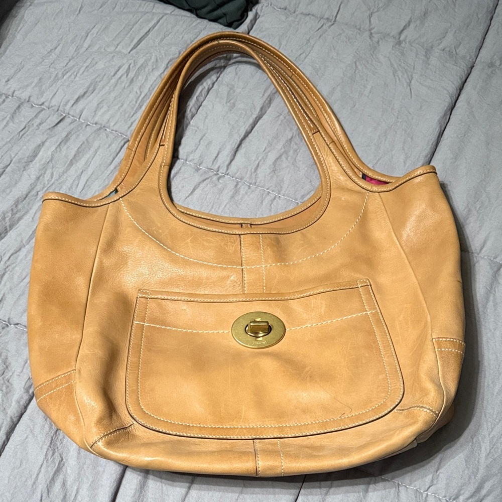 Coach Tan Leather Shoulder Bag